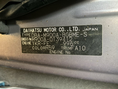 [F MEMBER] TOYOTA TANK M900A 2017 1KR-FE FF AT 2WD #000325B994995