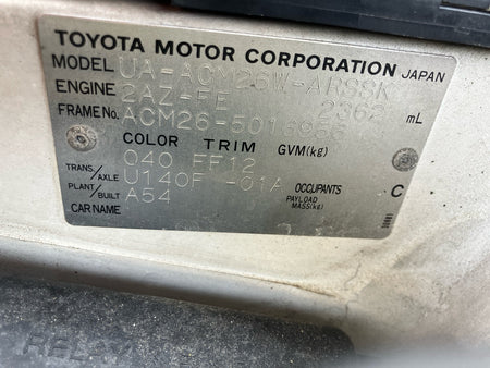 [CHOOSE PARTS] TOYOTA IPSUM ACM26W 2003 2AZ-FE FF AT 4WD #0002002661894