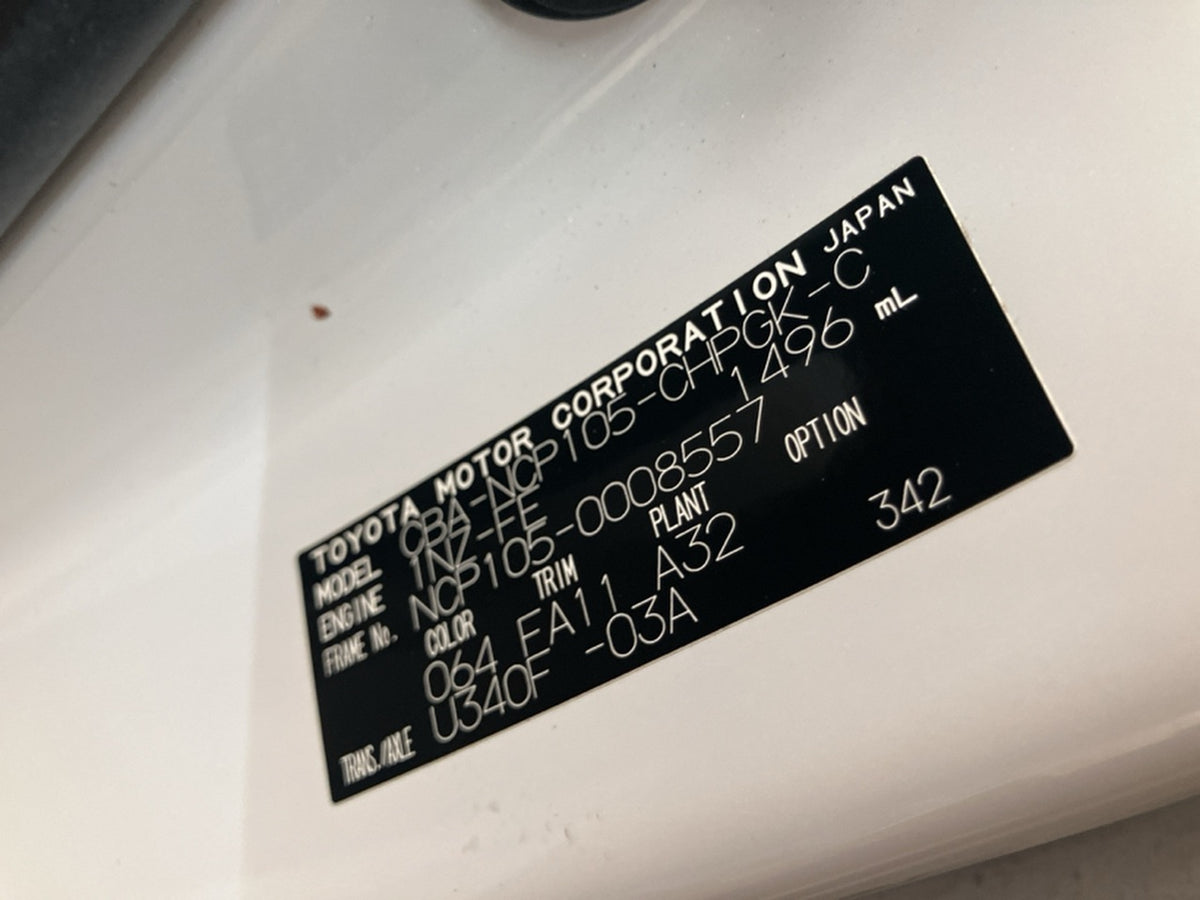 [CHOOSE PARTS] TOYOTA RACTIS NCP105 2006 1NZ-FE FF AT 4WD #0001000015868