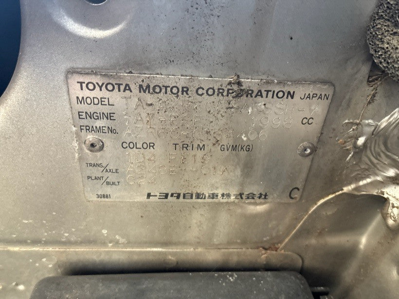 [CHOOSE PARTS] TOYOTA NOAH AZR60G 2002 1AZ-FSE FF AT 2WD #0001000016409