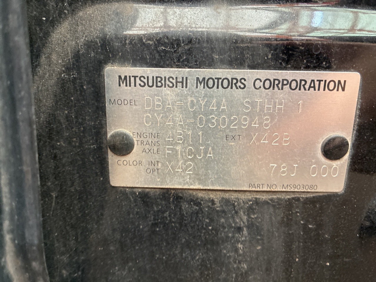 [CHOOSE PARTS] MITSUBISHI GALANT FORTIS CY4A 2009 4B11 FF AT 2WD #0001000016036