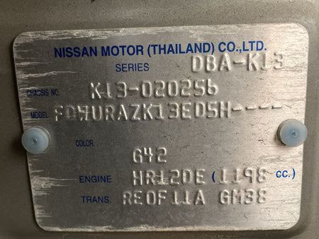 [CHOOSE PARTS] NISSAN MARCH K13 2012 HR12DE FF AT 2WD #0001000014880