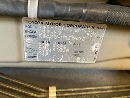 [USED ENGINE] TOYOTA PASSO KGC30 2011 1KR-FE FF AT 2WD #0003268139869