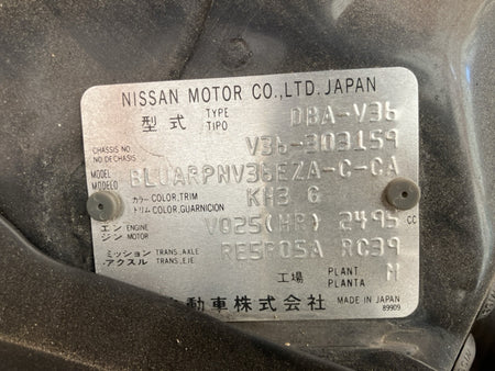 [CHOOSE PARTS] NISSAN SKYLINE SEDAN V36 2009 VQ25HR FR AT 2WD #0001000016057