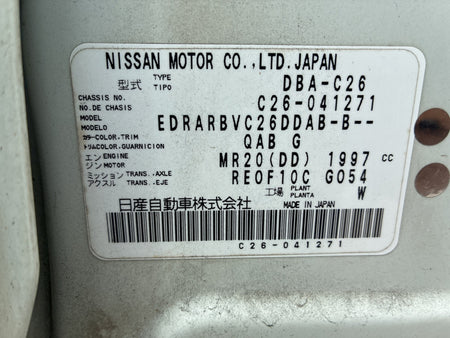[CHOOSE PARTS] NISSAN SERENA C26 2012 MR20DD FF AT 2WD #0001000014569