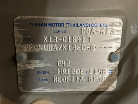 [USED ENGINE] NISSAN MARCH K13 2011 HR12DE FF AT 2WD #0003267114294